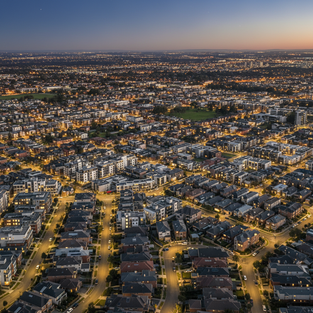 Melbourne residential area at dusk
