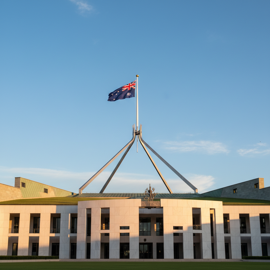 Australian Parliament House at sunset