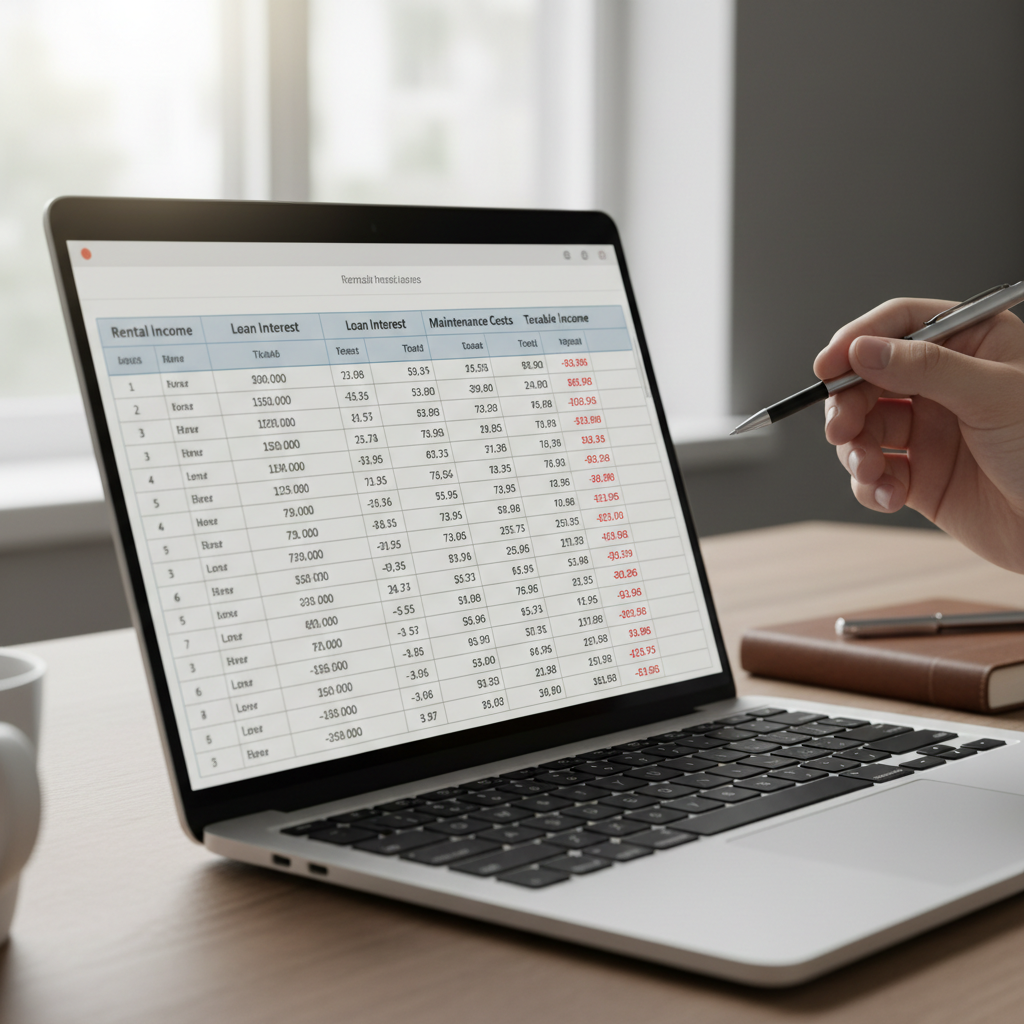 Financial spreadsheet showing negative gearing impact.