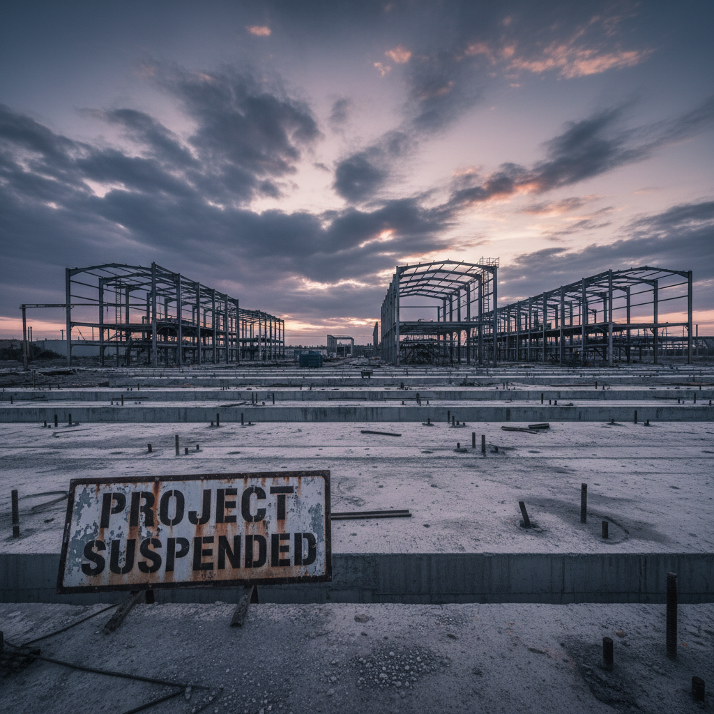 Suspended EV factory construction site