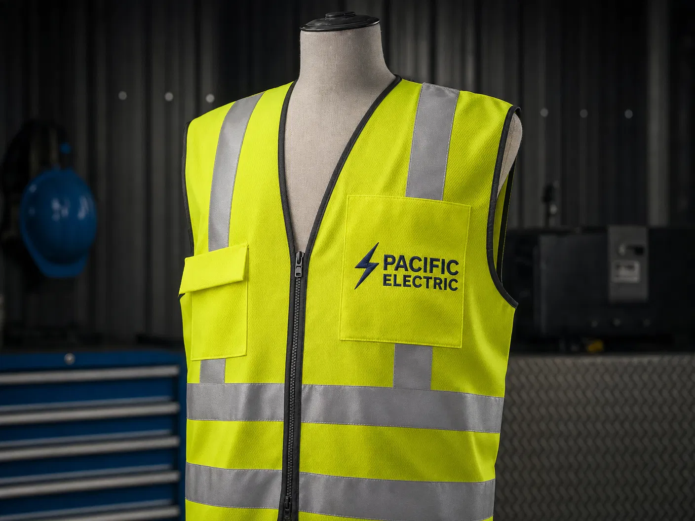 Hi-vis vest with embroidered company logo