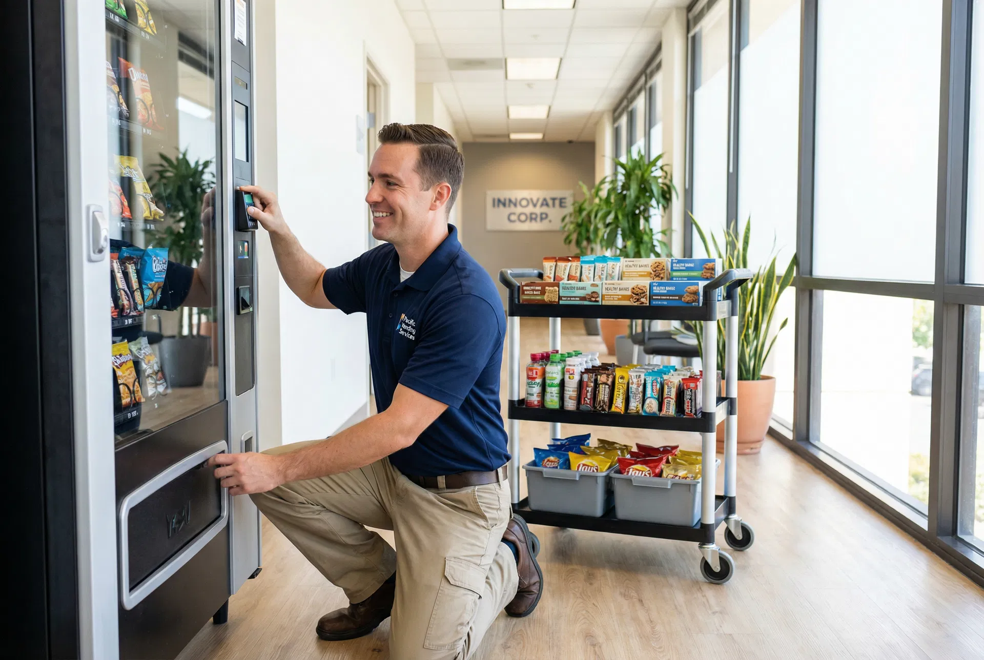 BMFS Vending LLC service team — professional vending machine delivery, installation, restocking, and maintenance technicians serving Bakersfield, Fresno, Visalia, Hanford, Tulare, Porterville, and all of Central California