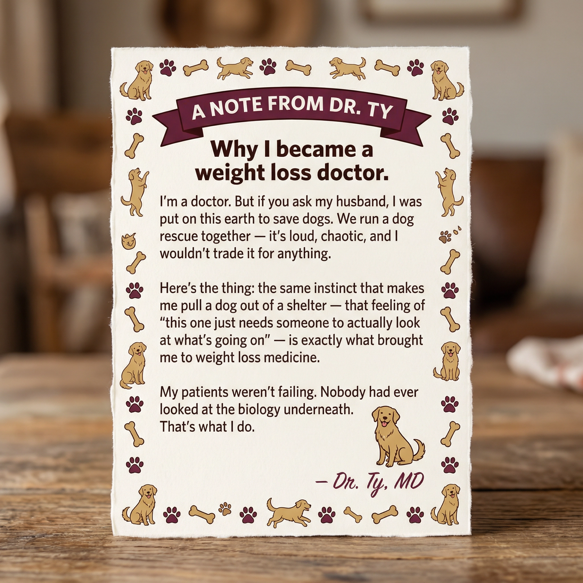 A personal note from Dr. Ty — why she became a weight loss doctor