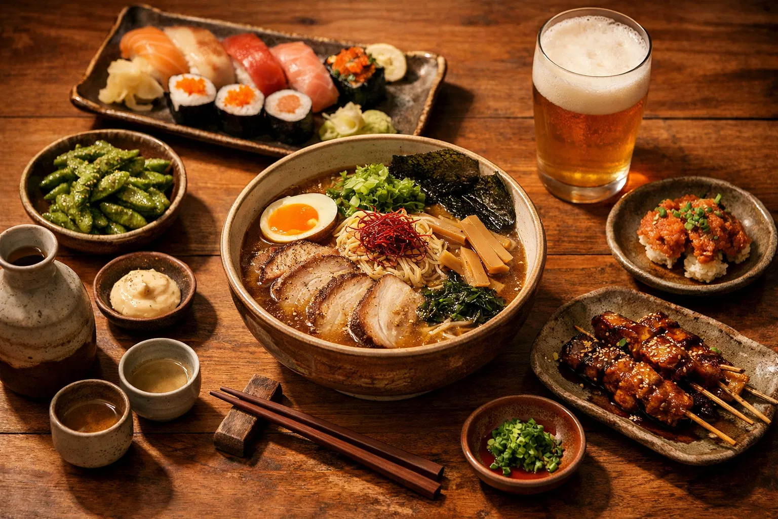 Japanese food spread