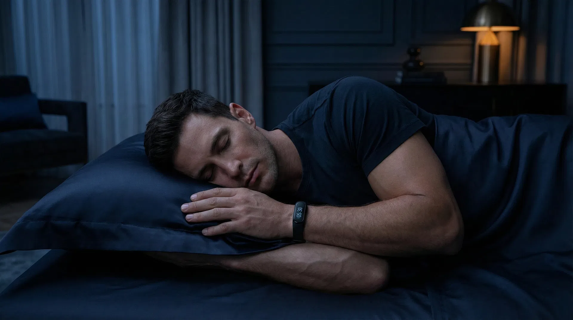 Man sleeping with Onyx wrist alarm