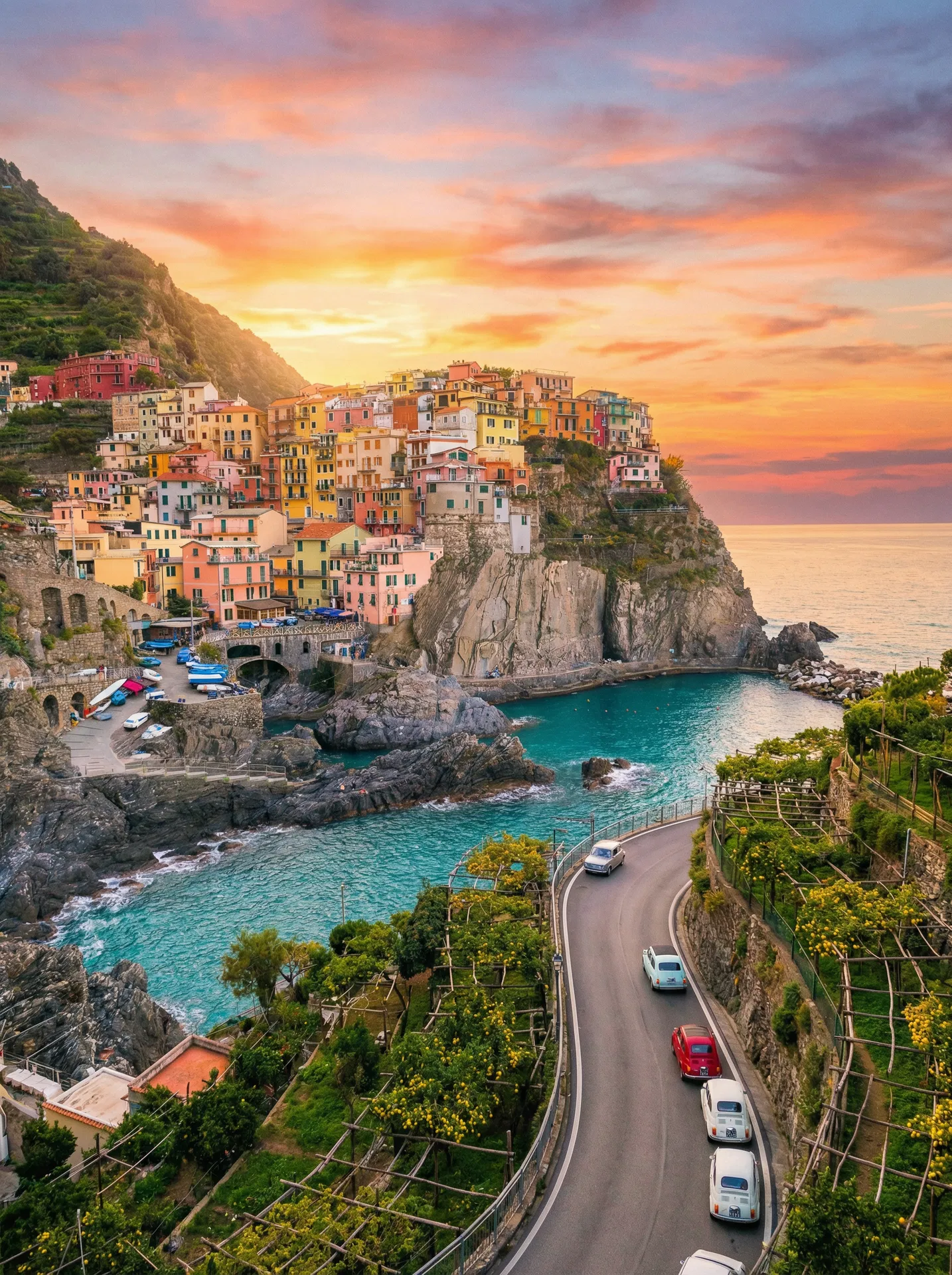 Amalfi Coast — Dramatic coastal road with colourful villages