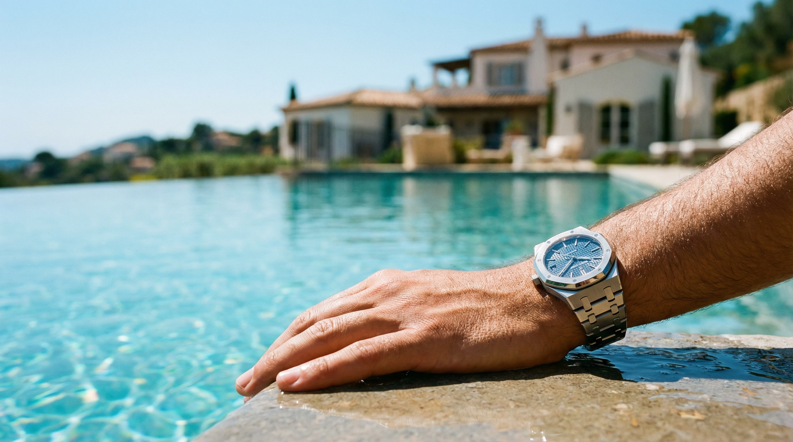 Luxury summer lifestyle — watch by the pool