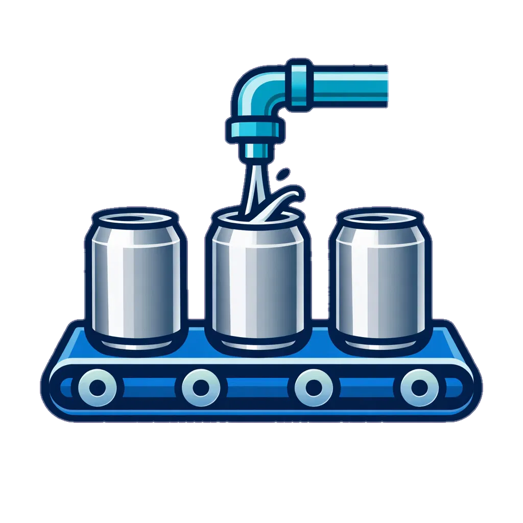 Beverage filling and canning service icon - cans on conveyor