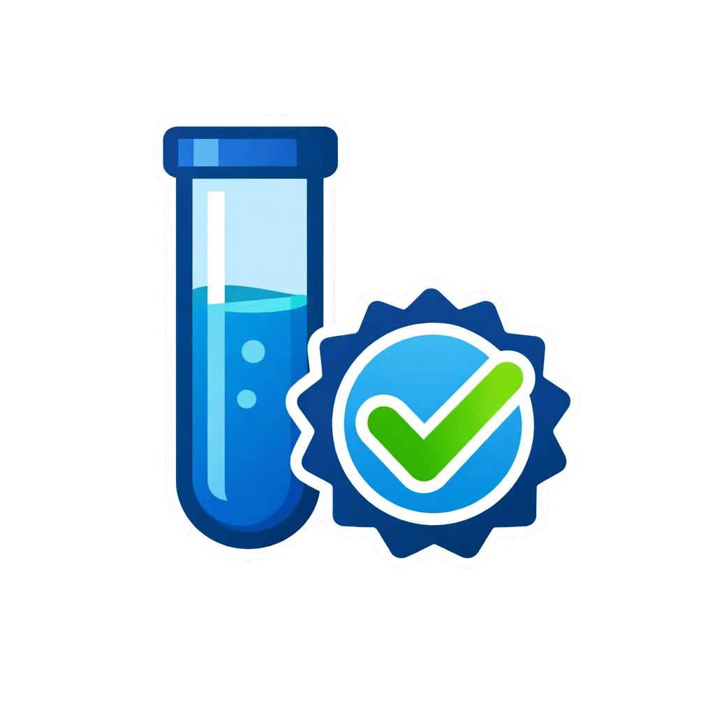 Beverage testing and compliance service icon - lab test tube with checkmark