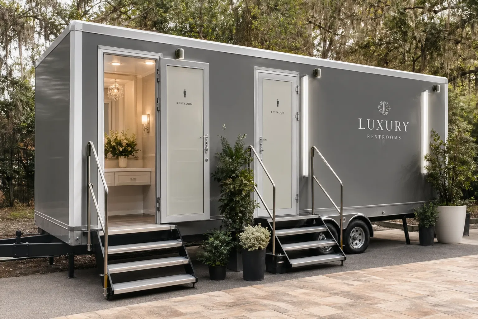 Luxury Grey Restroom Trailer