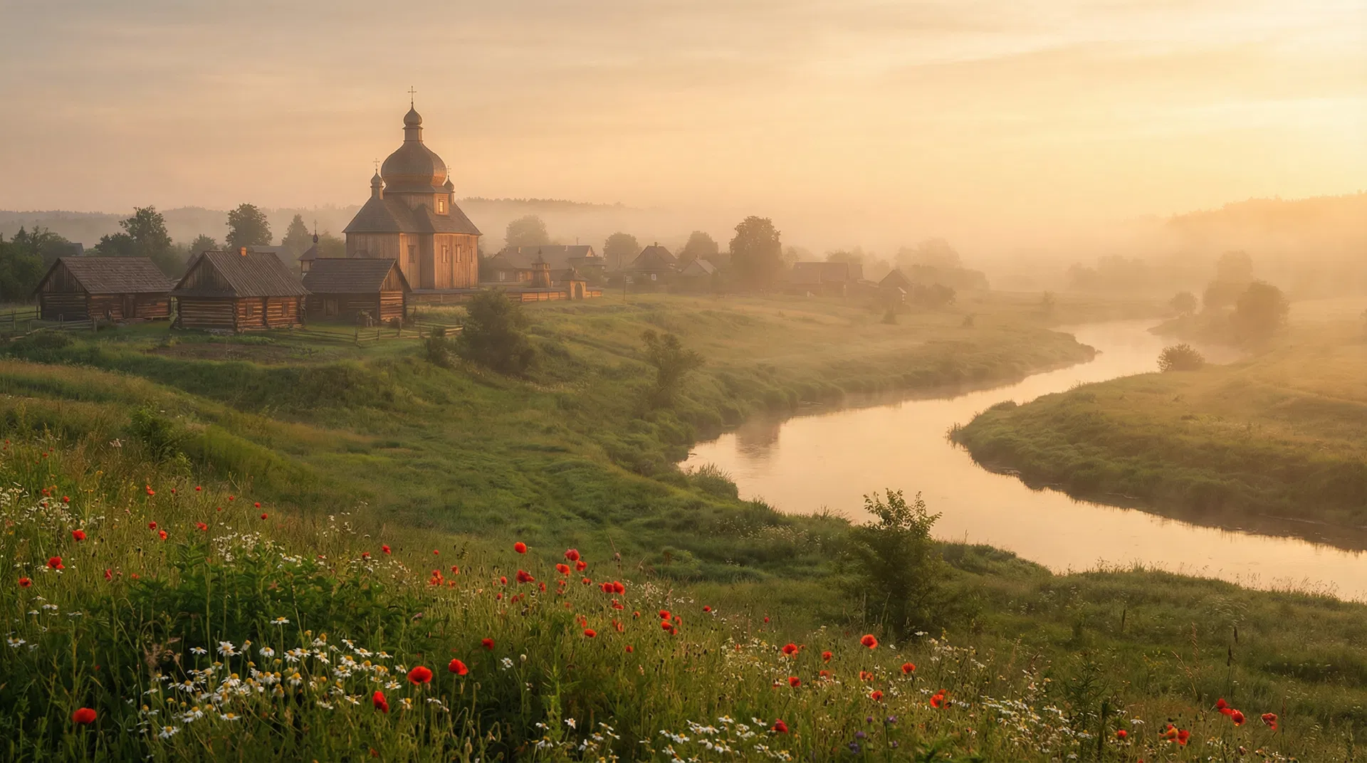 Dolina rzeki San o świcie