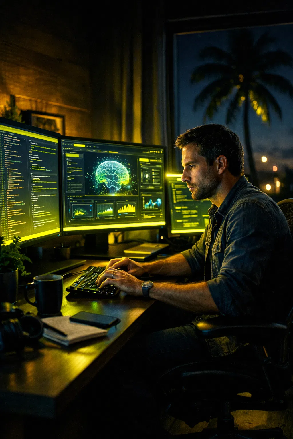 Alan Oney working on AI systems in Lake Nona, Orlando