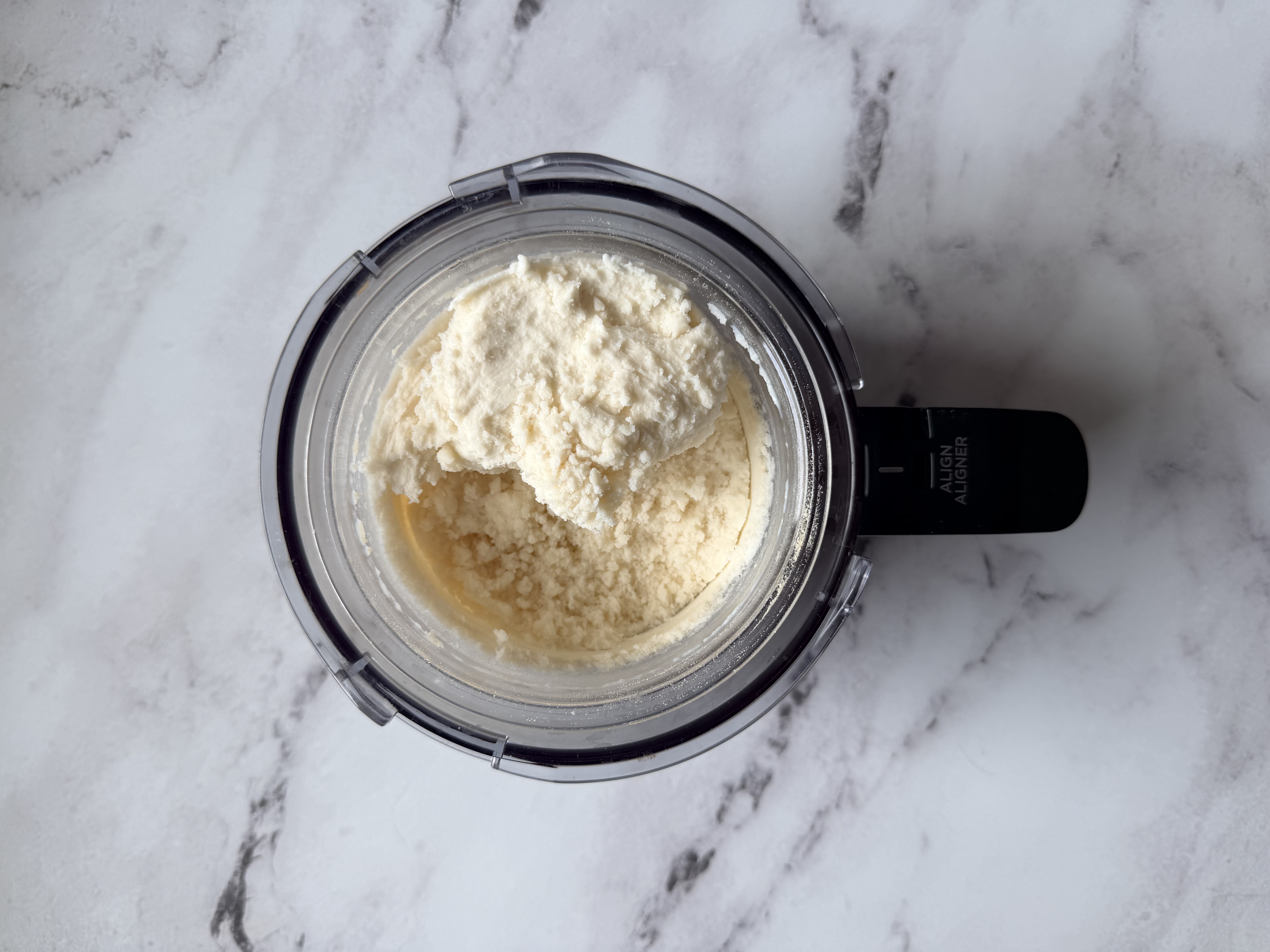 First spin (looks crumbly but actually very smooth)