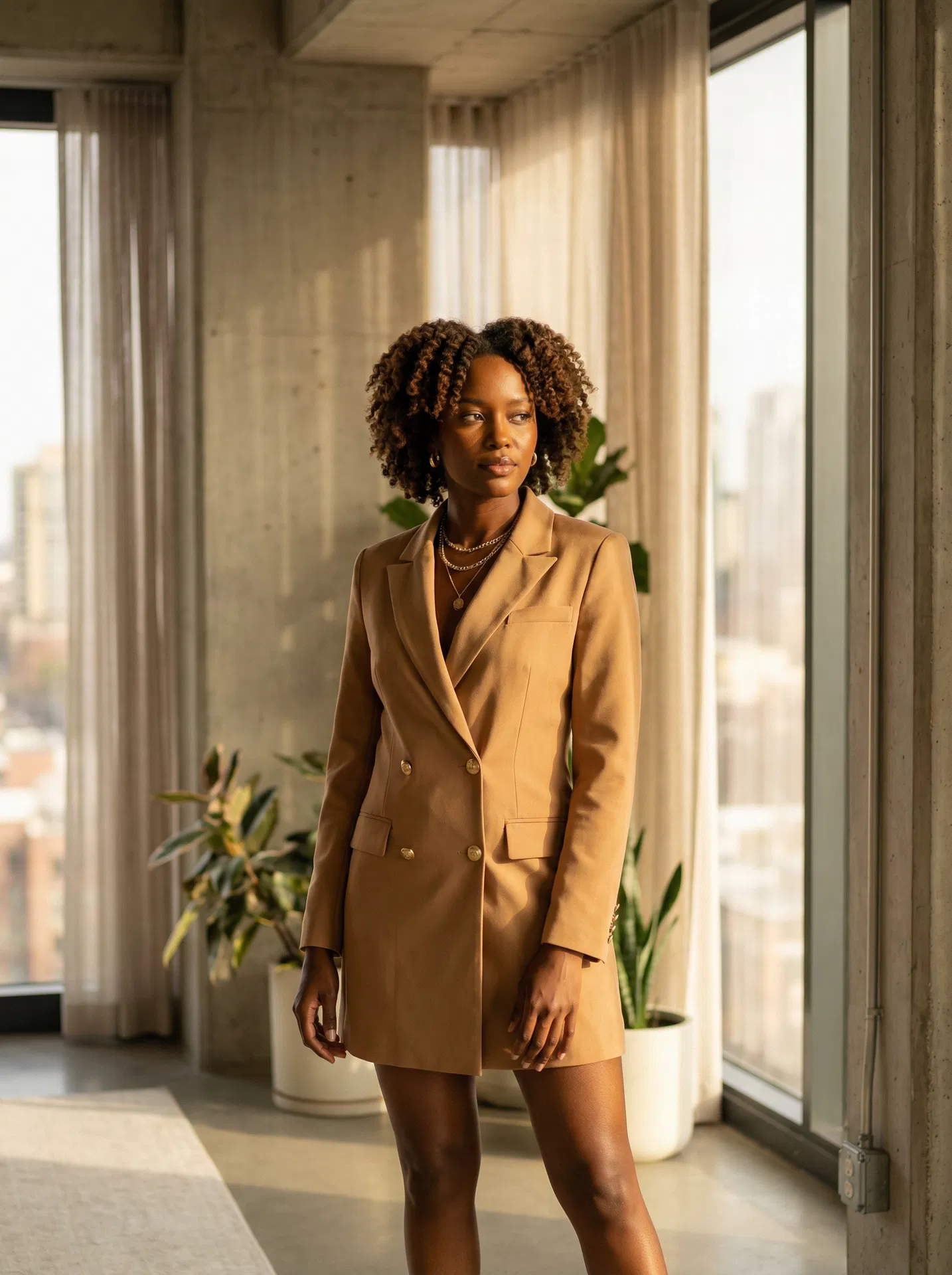 Kenyan woman in tailored blazer dress
