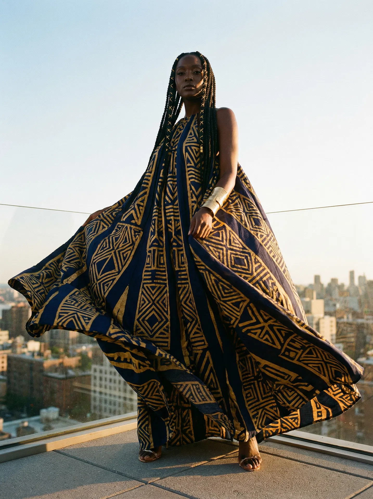 Navy & Gold African Print Maxi