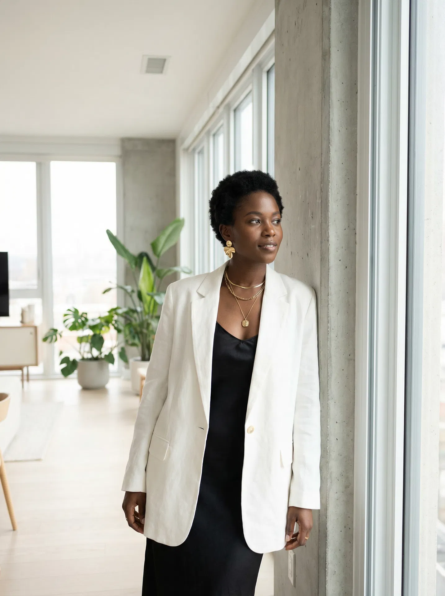White Oversized Linen Blazer