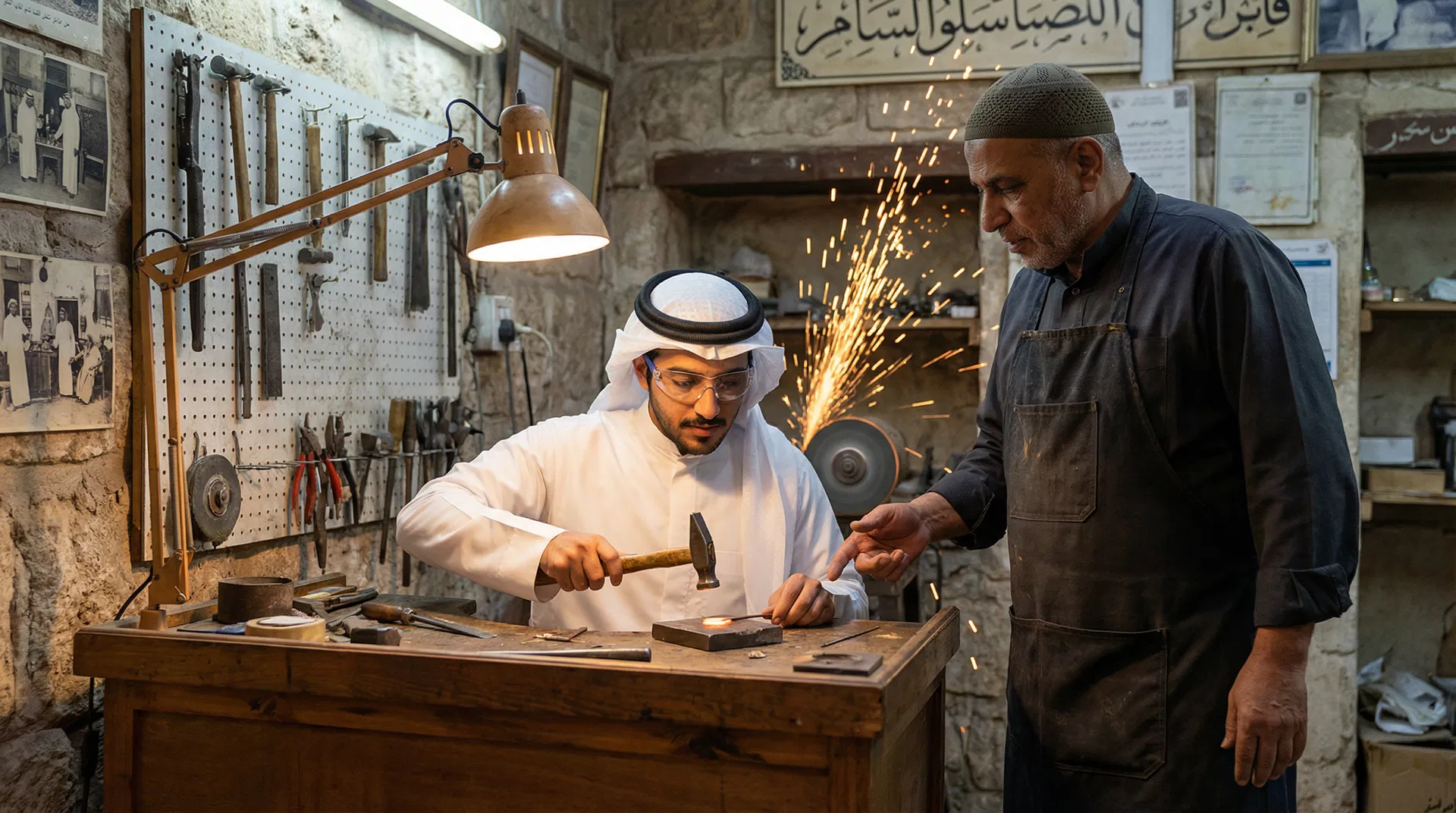 إضاءة الورشة