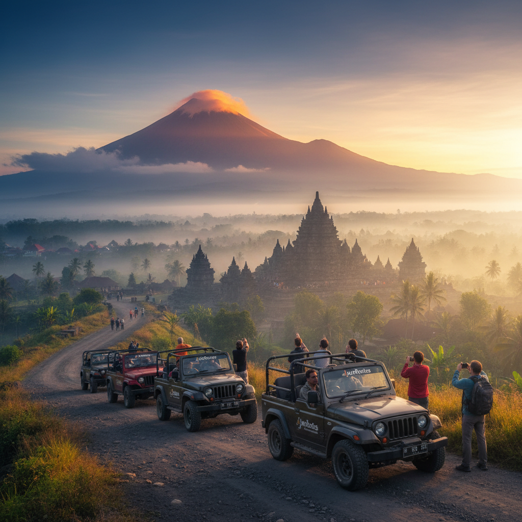 Tour Jeep Merapi & Borobudur: Petualangan Fajar & Warisan Budaya Yogyakarta