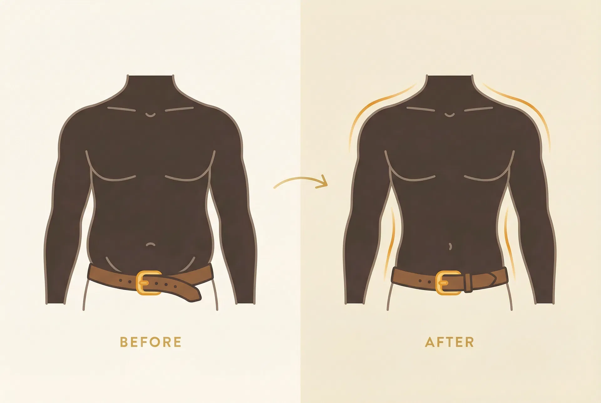 Before and after waistline comparison