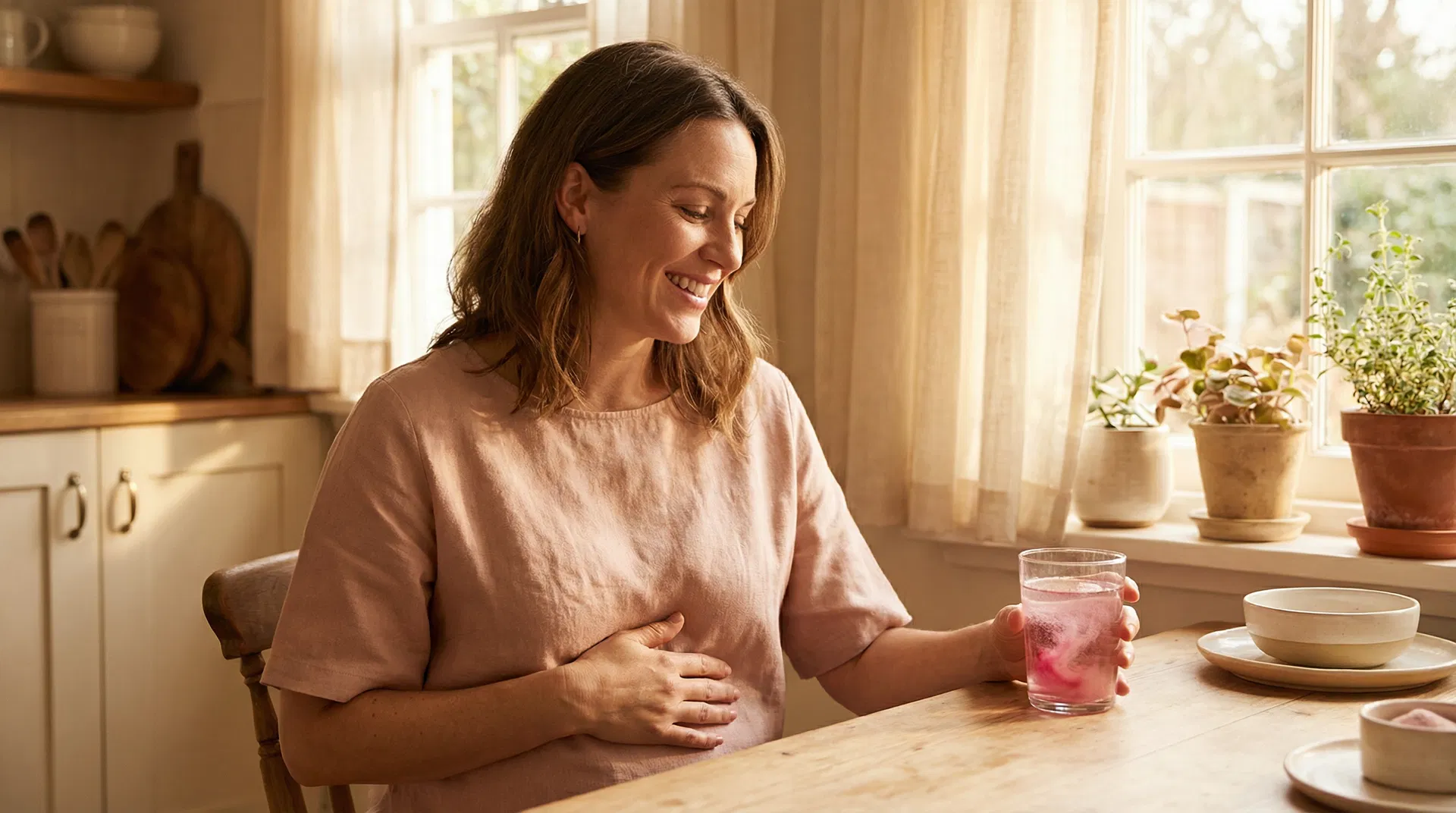 Woman feeling relief from bloating