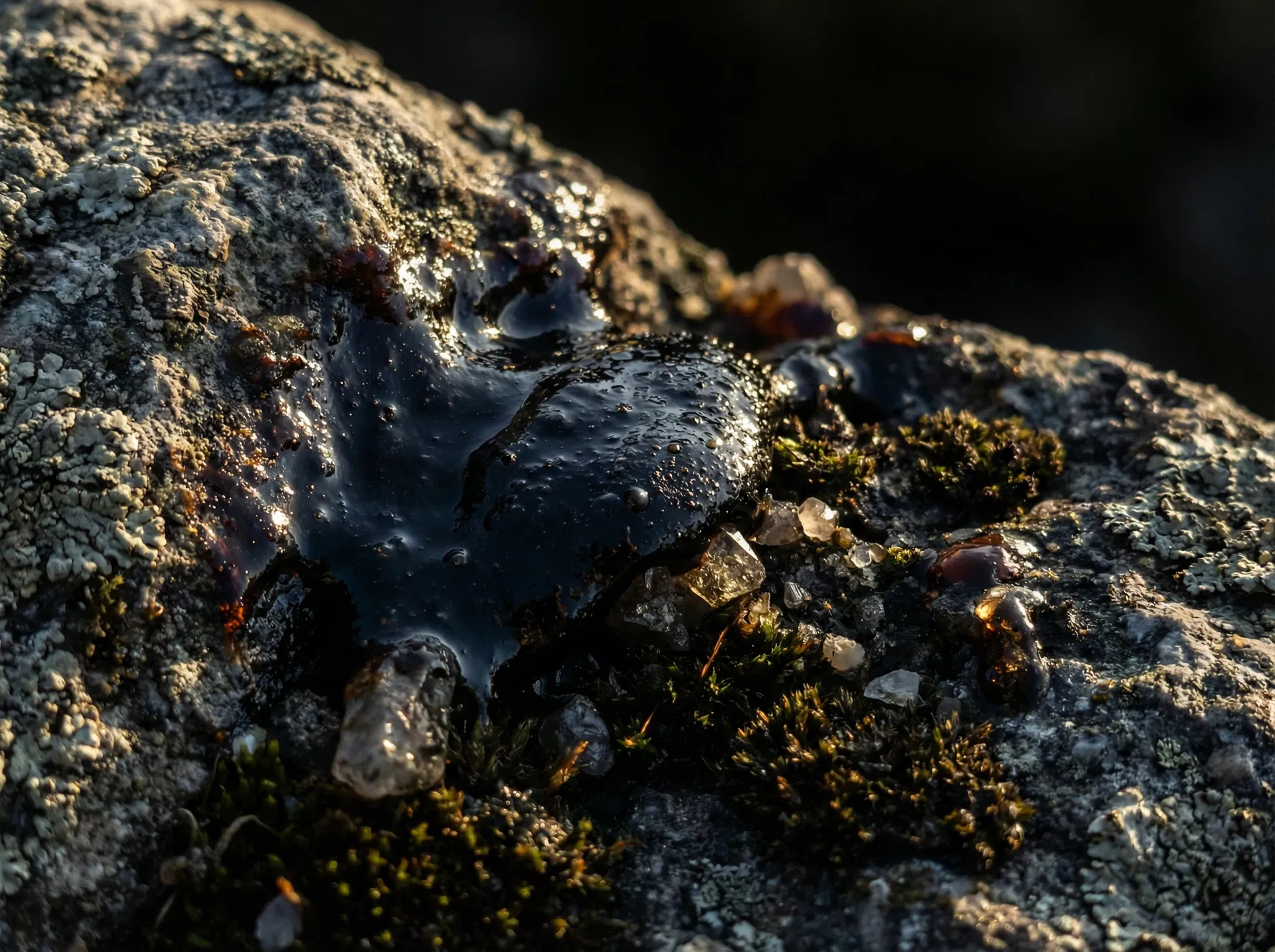 Shilajit resin on Himalayan rock