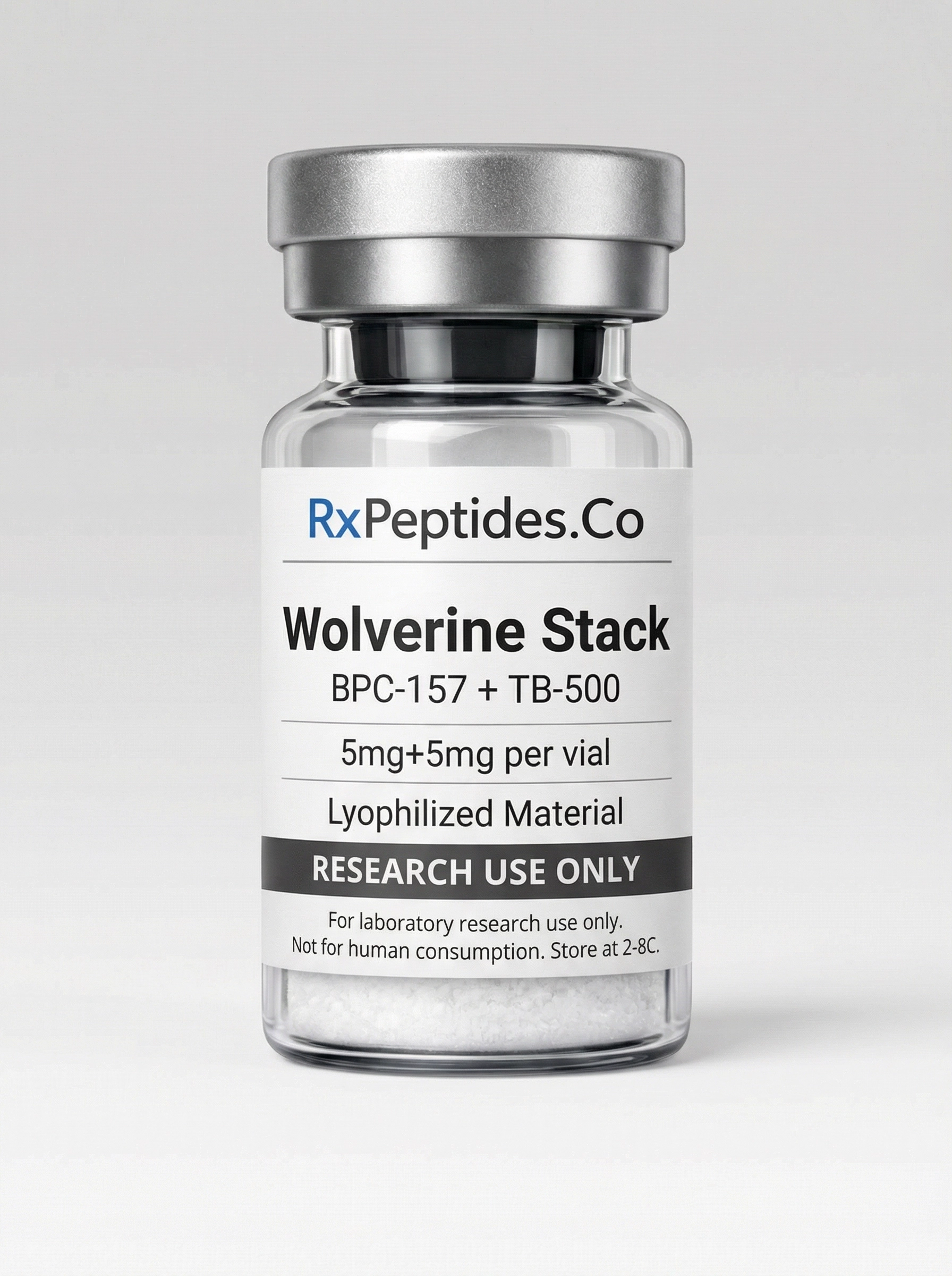 BPC-157 5 mg + TB-500 5 mg research peptide vial - 5 mg + 5 mg lyophilized