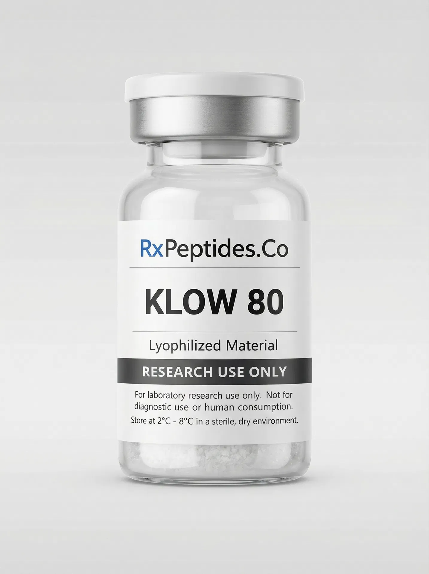 KLOW 80 research peptide vial - GHK-Cu 50mg + BPC-157 10mg + TB-500 10mg + KPV 10mg lyophilized