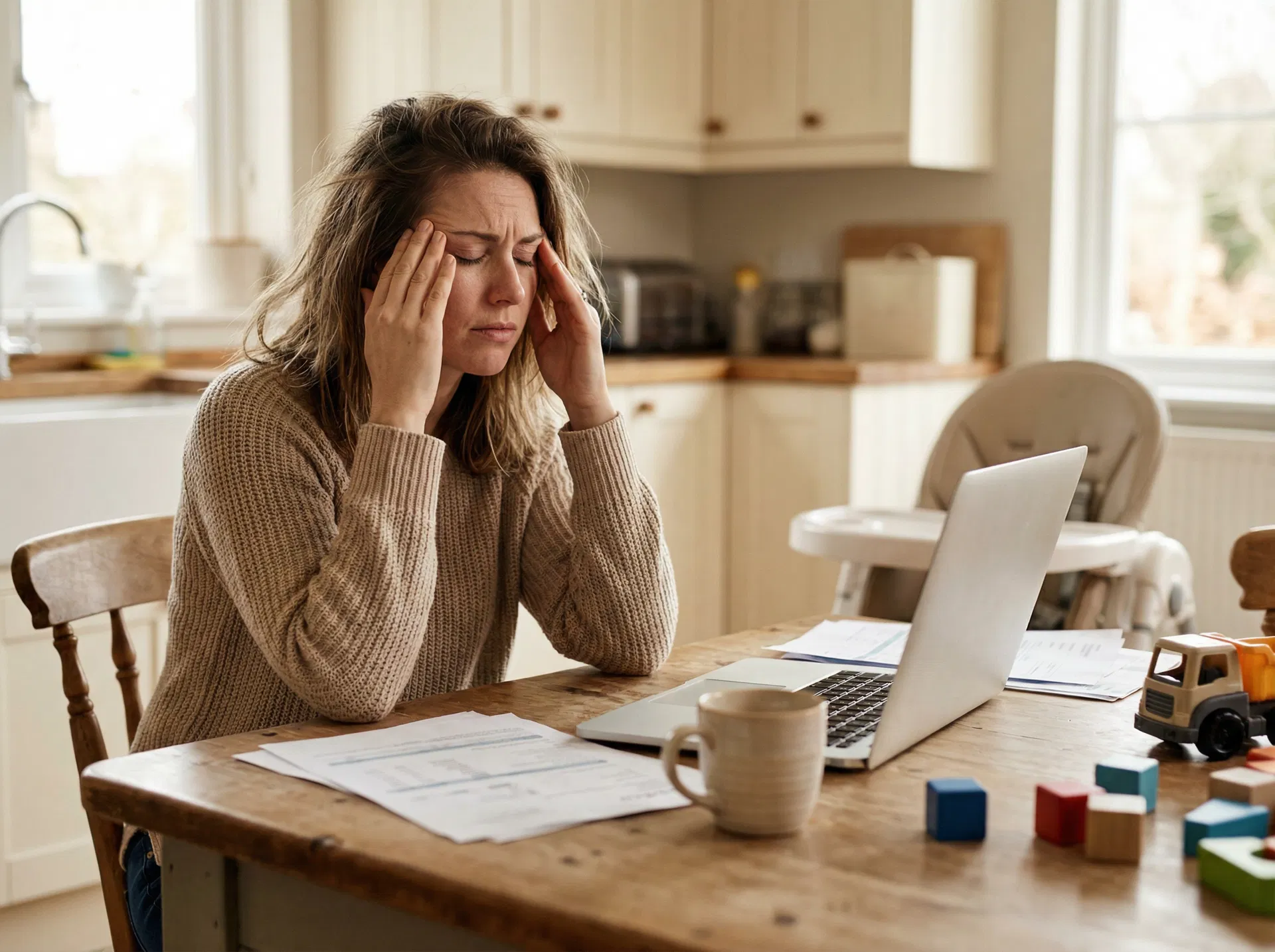 Gestresste Frau mit Mental Load