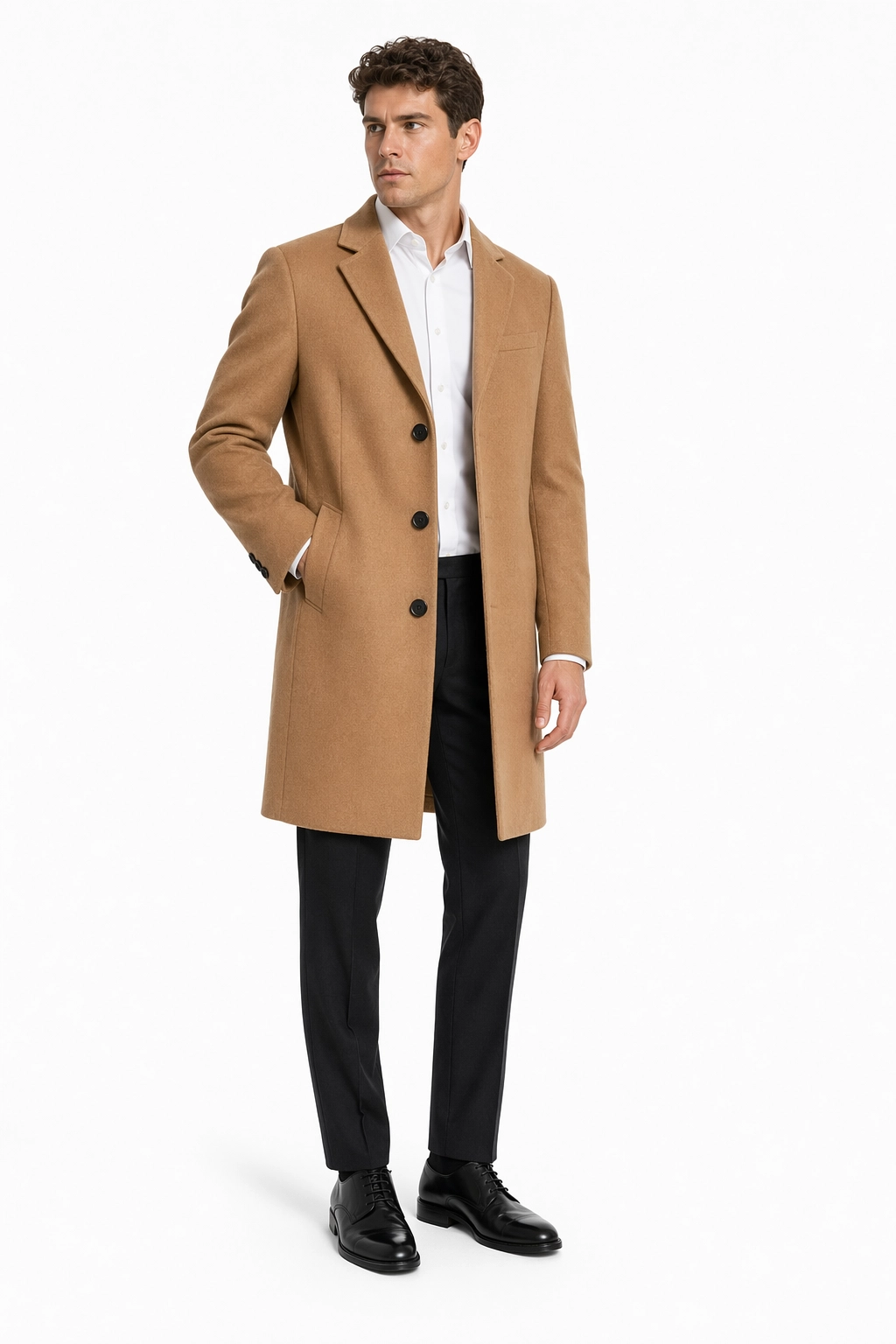 Men’s camel wool overcoat