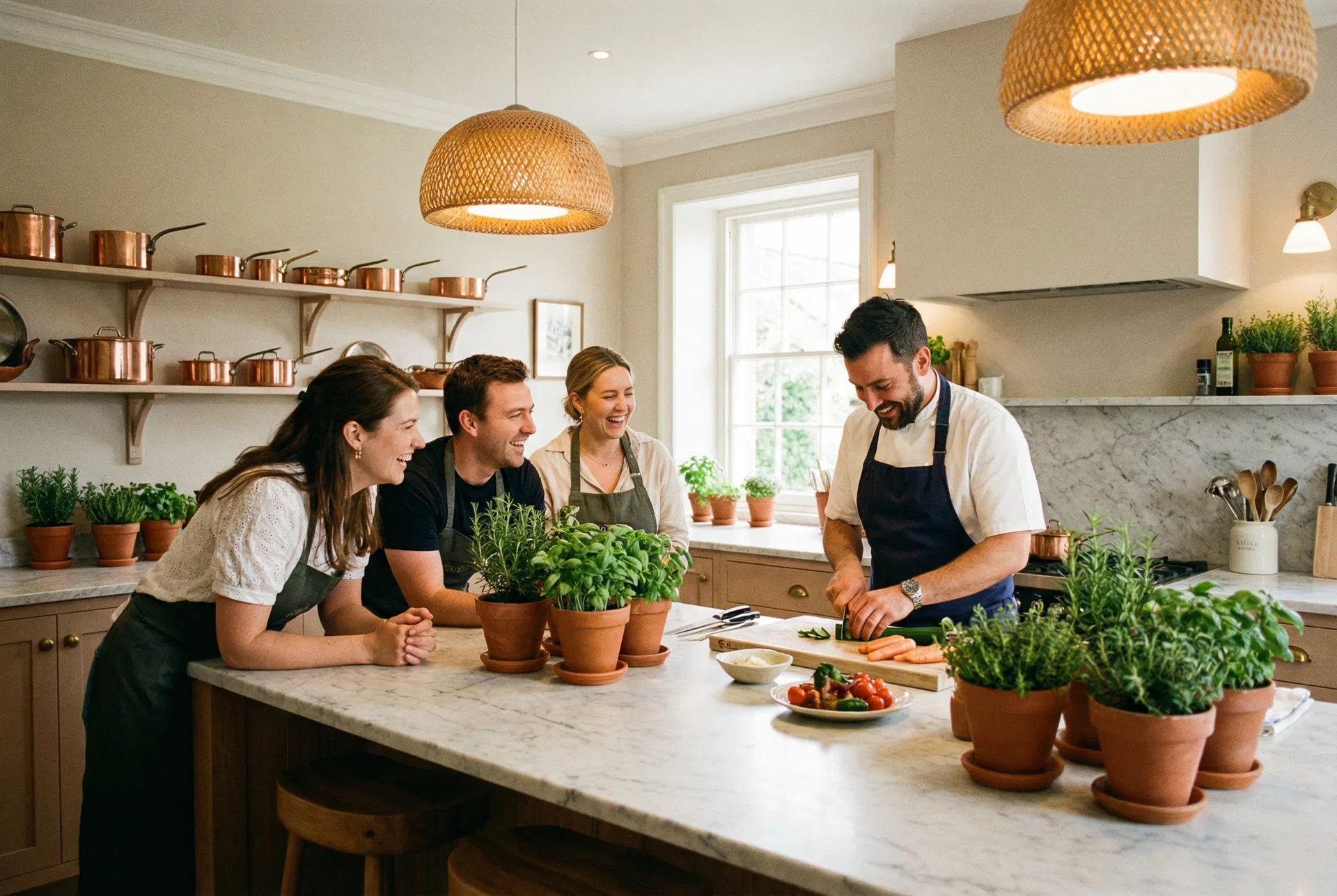 Jackson Laurie cooking class with chef instructor and students
