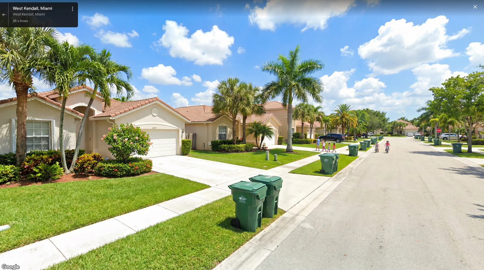 West Kendall Miami neighborhood with clean homes and trash bins