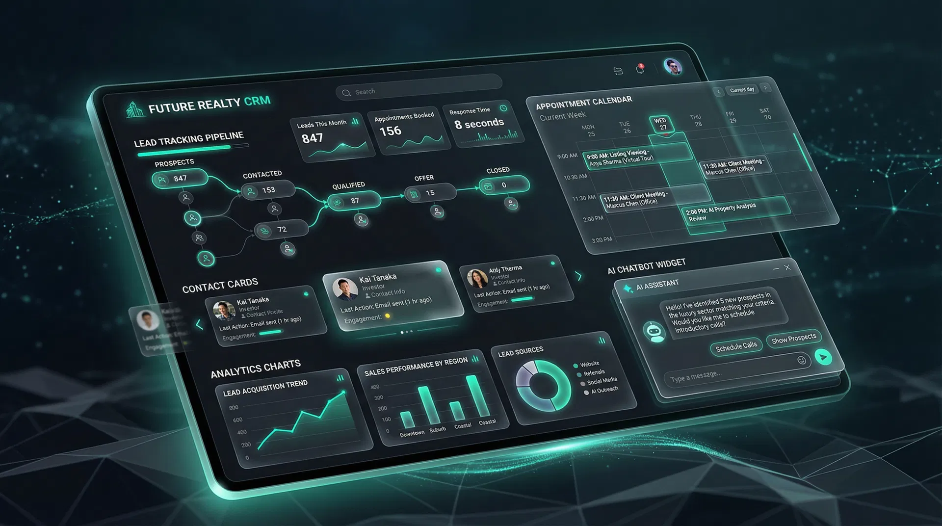 AI-powered real estate CRM dashboard