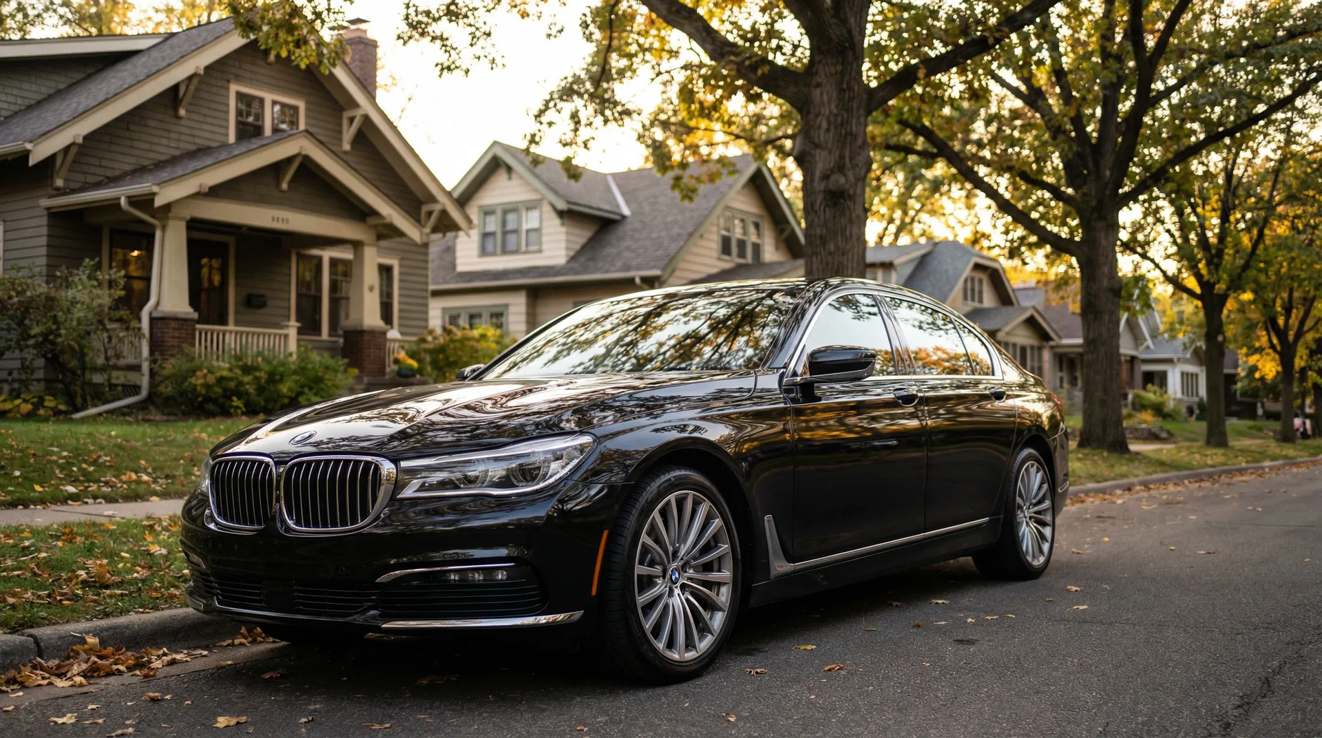 Freshly detailed luxury car on a Minneapolis residential street