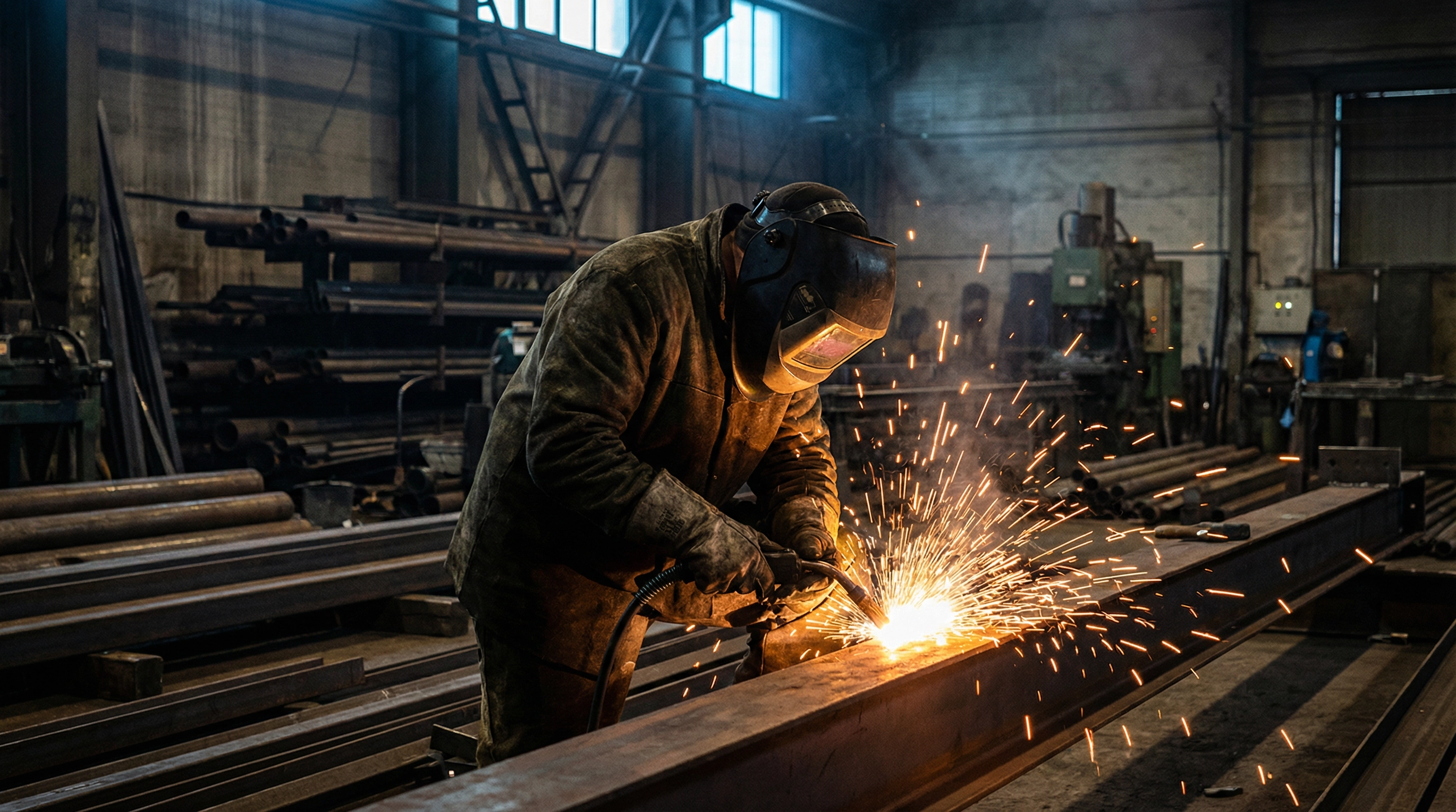 Soudeur professionnel au travail