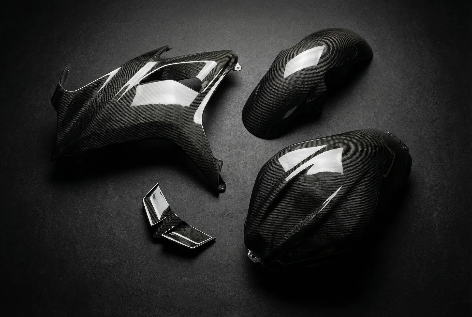 Carbon fiber motorcycle parts showcase