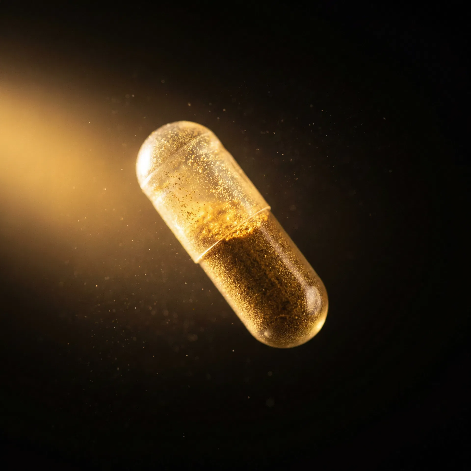 Menerals capsule with golden fulvic acid powder