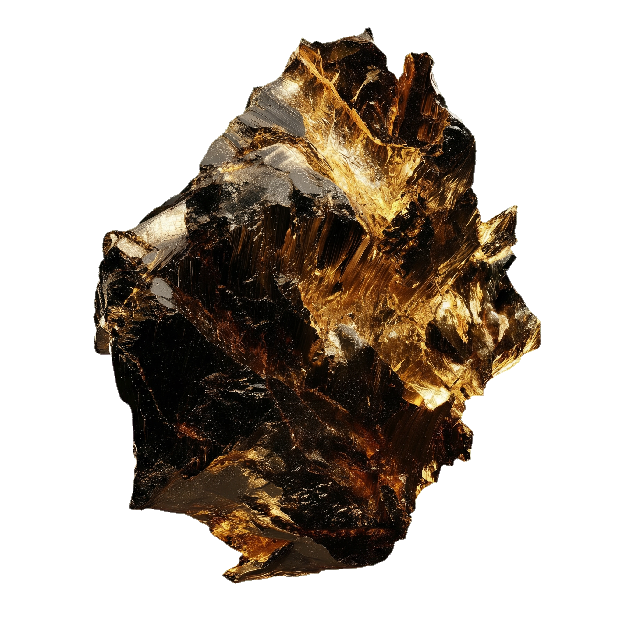 Golden amber mineral crystal — raw fulvic mineral specimen from Wyoming deposits