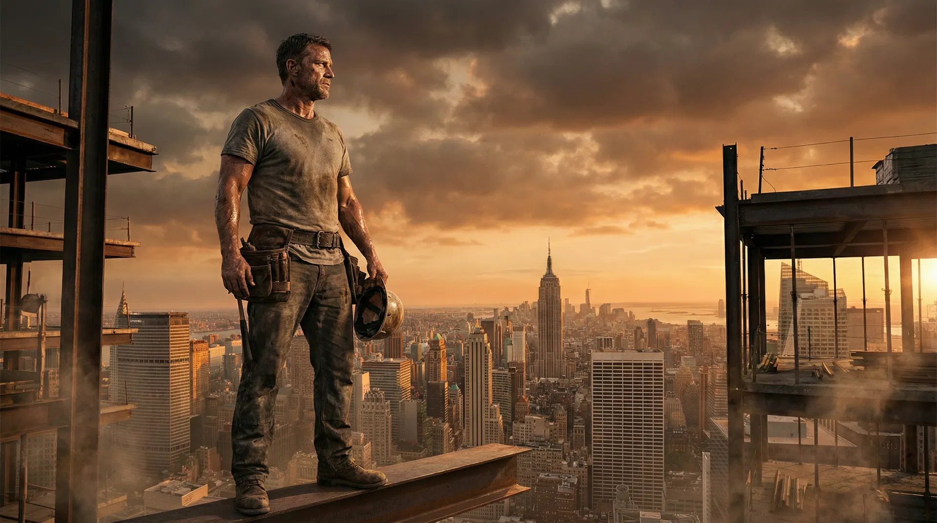 Tradesman on steel beam