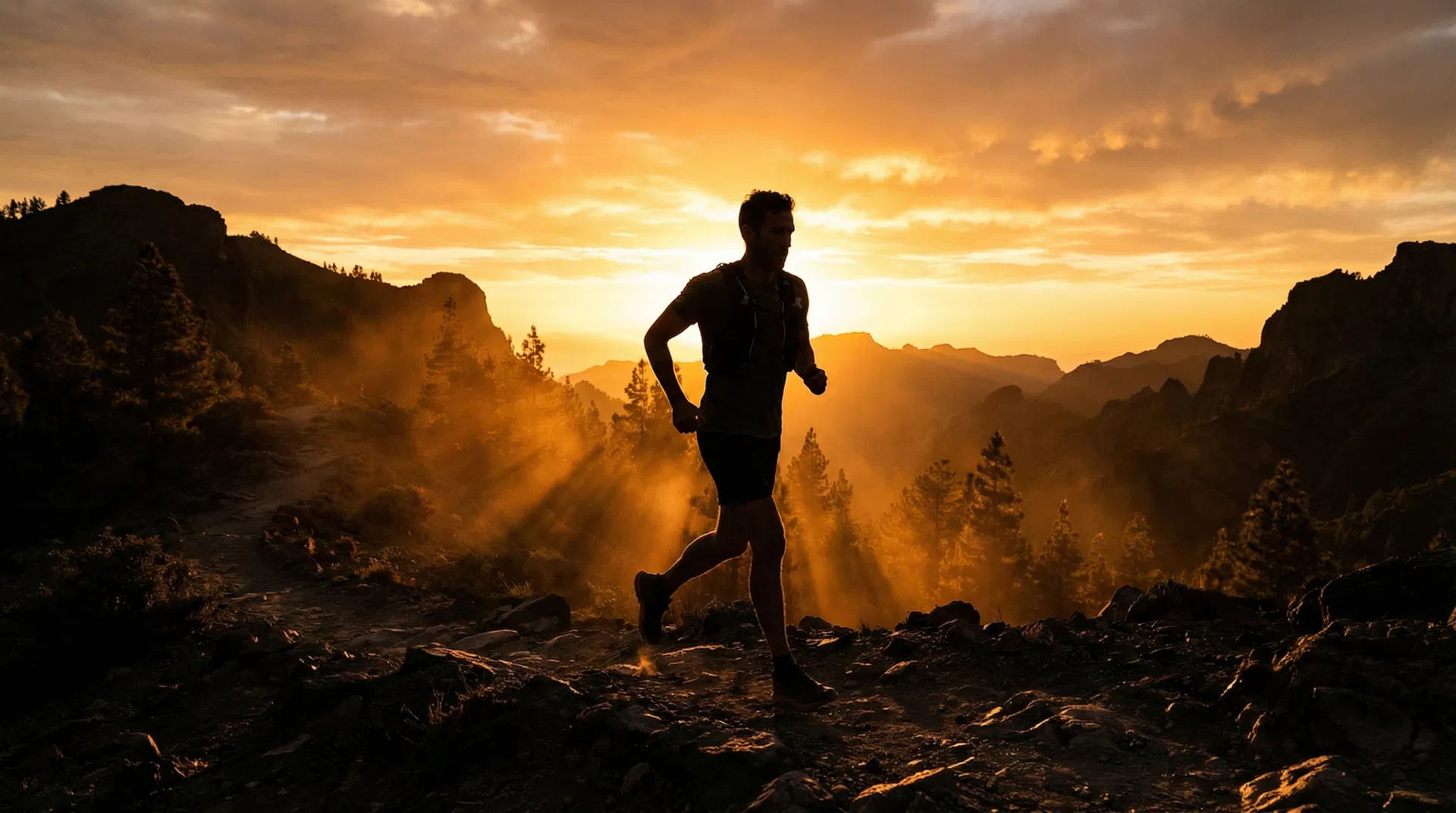 Trail runner at sunrise