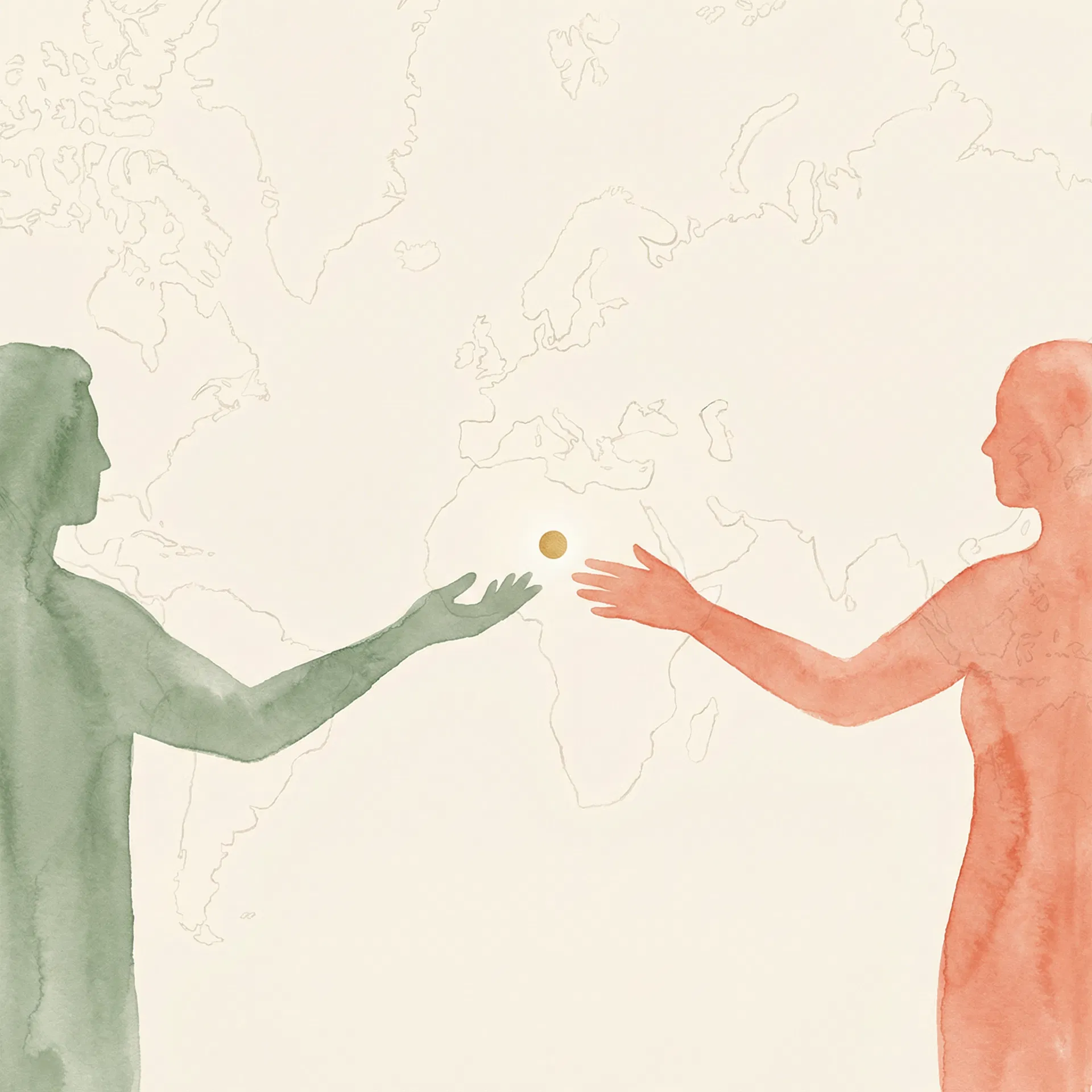 Two people connecting