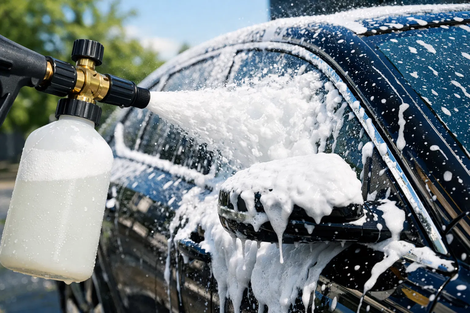 フォームガンでの洗車シーン