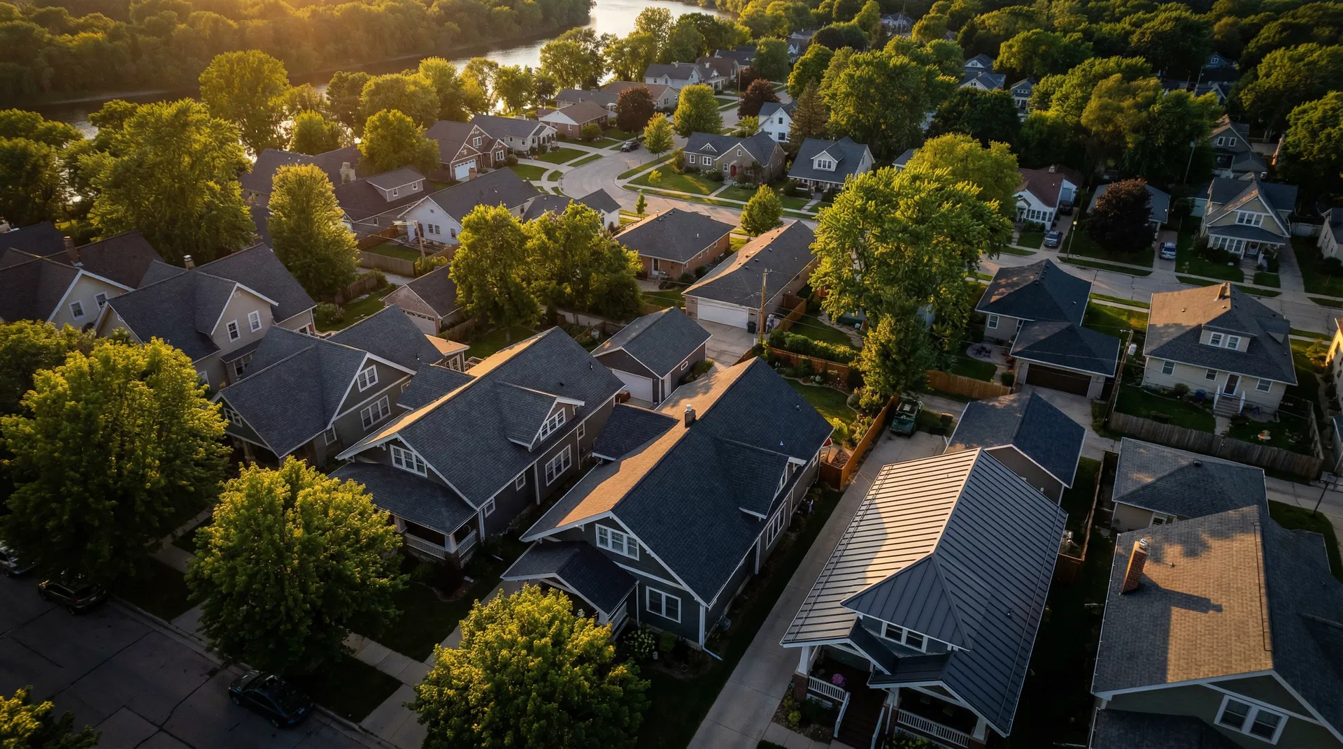 Wisconsin neighborhood rooftops