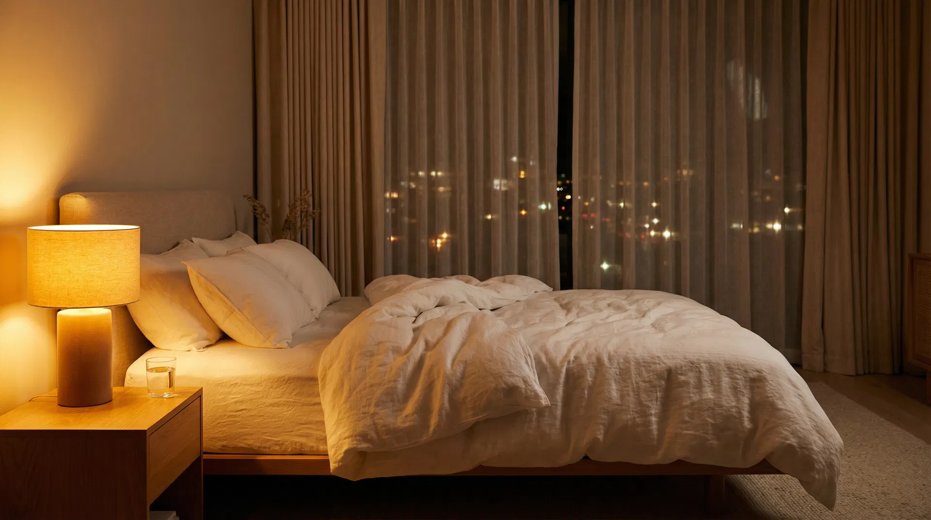 A quiet bedroom at night