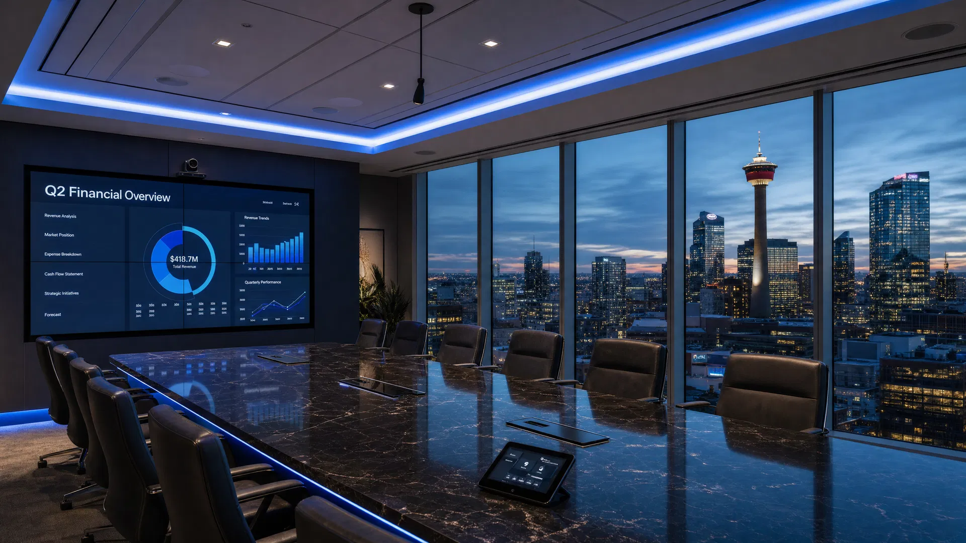 Commercial boardroom AV installation Calgary
