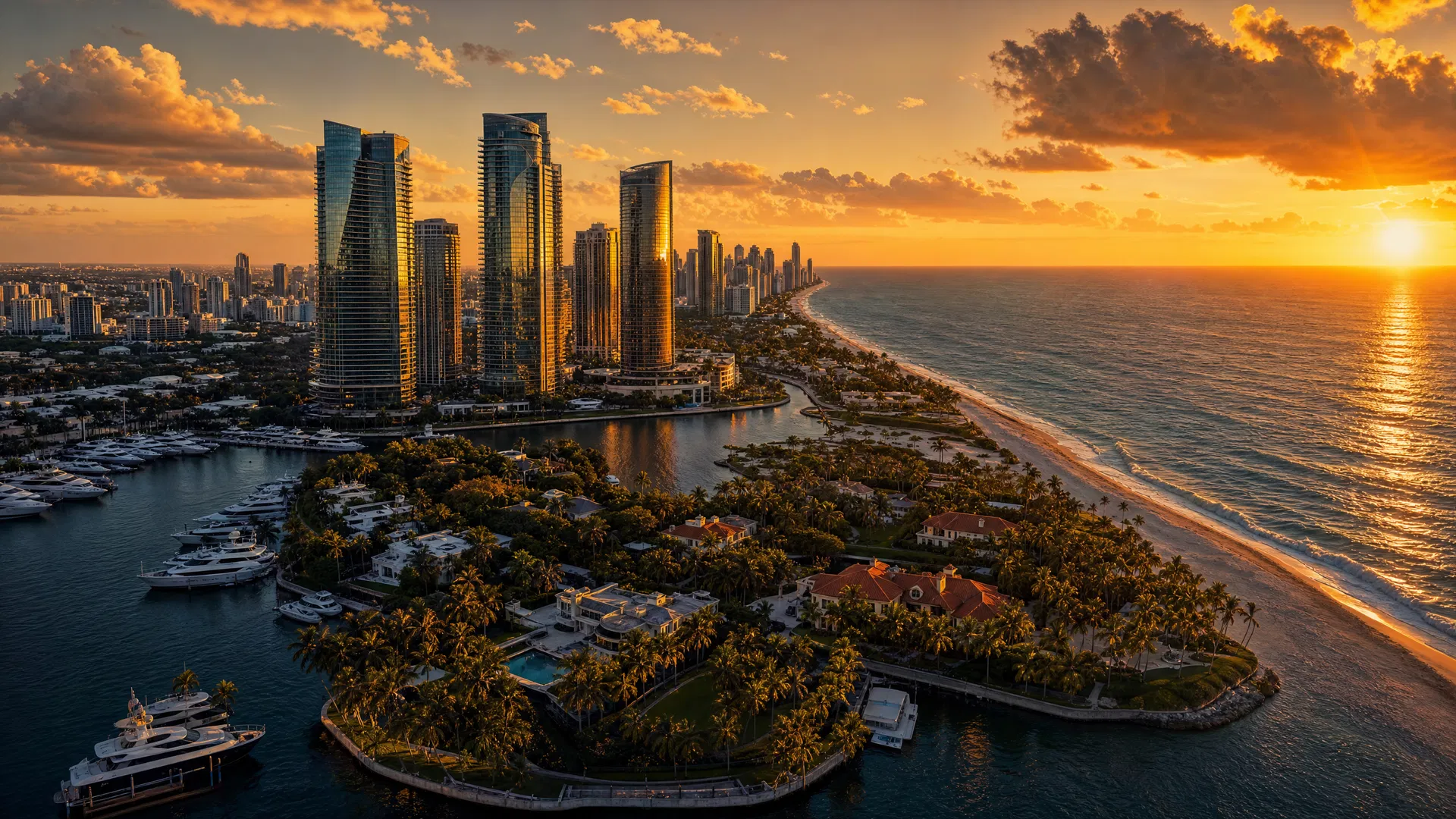 Florida beach at golden hour