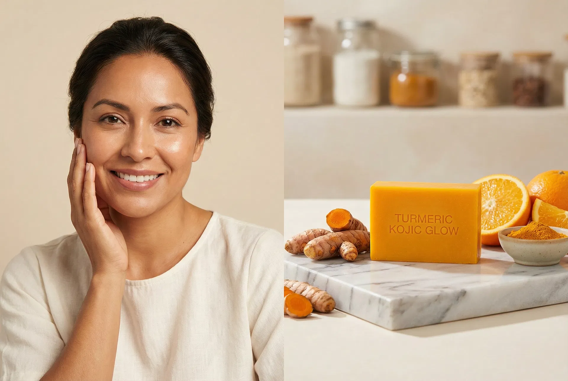 Mujer feliz con piel radiante gracias al Jabón VALITIC