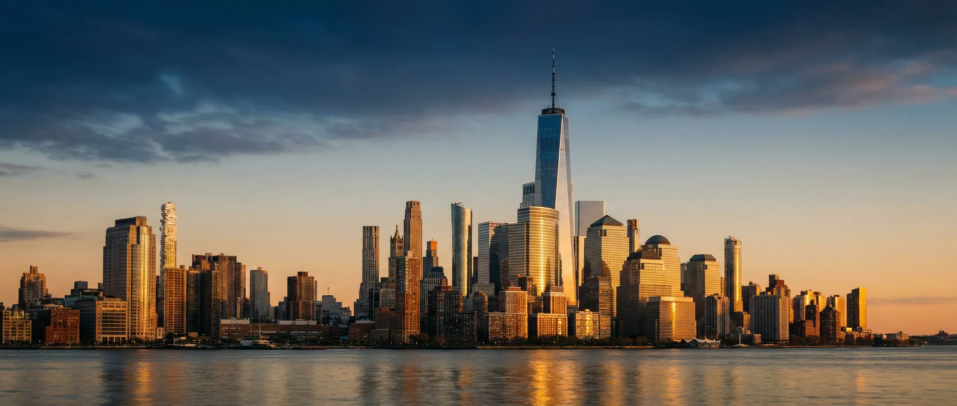 New York City Financial District at golden hour