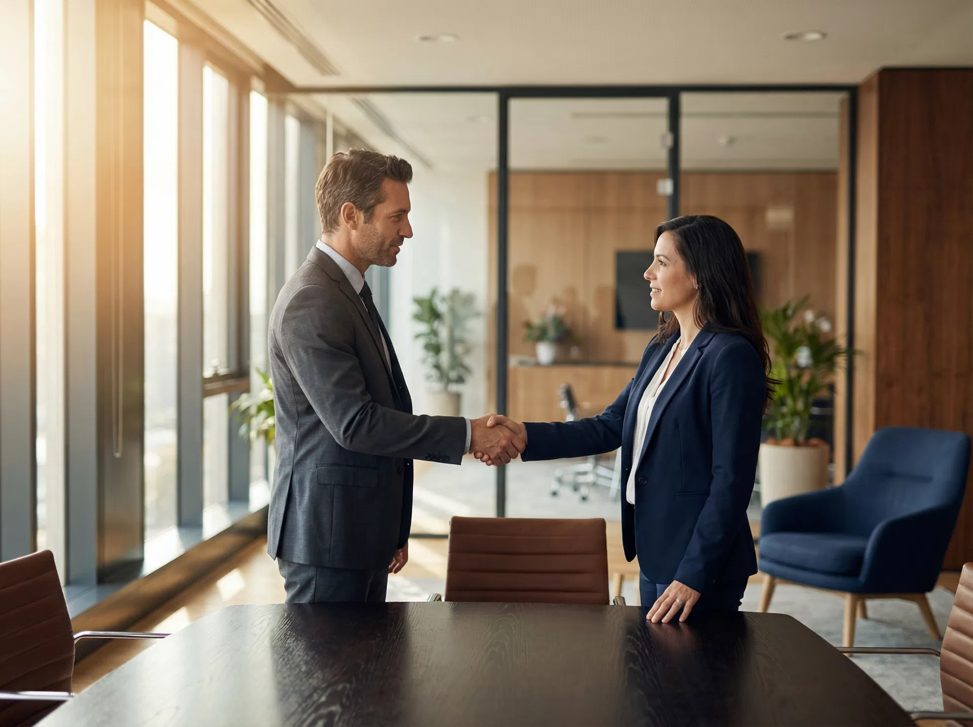 Business partnership handshake