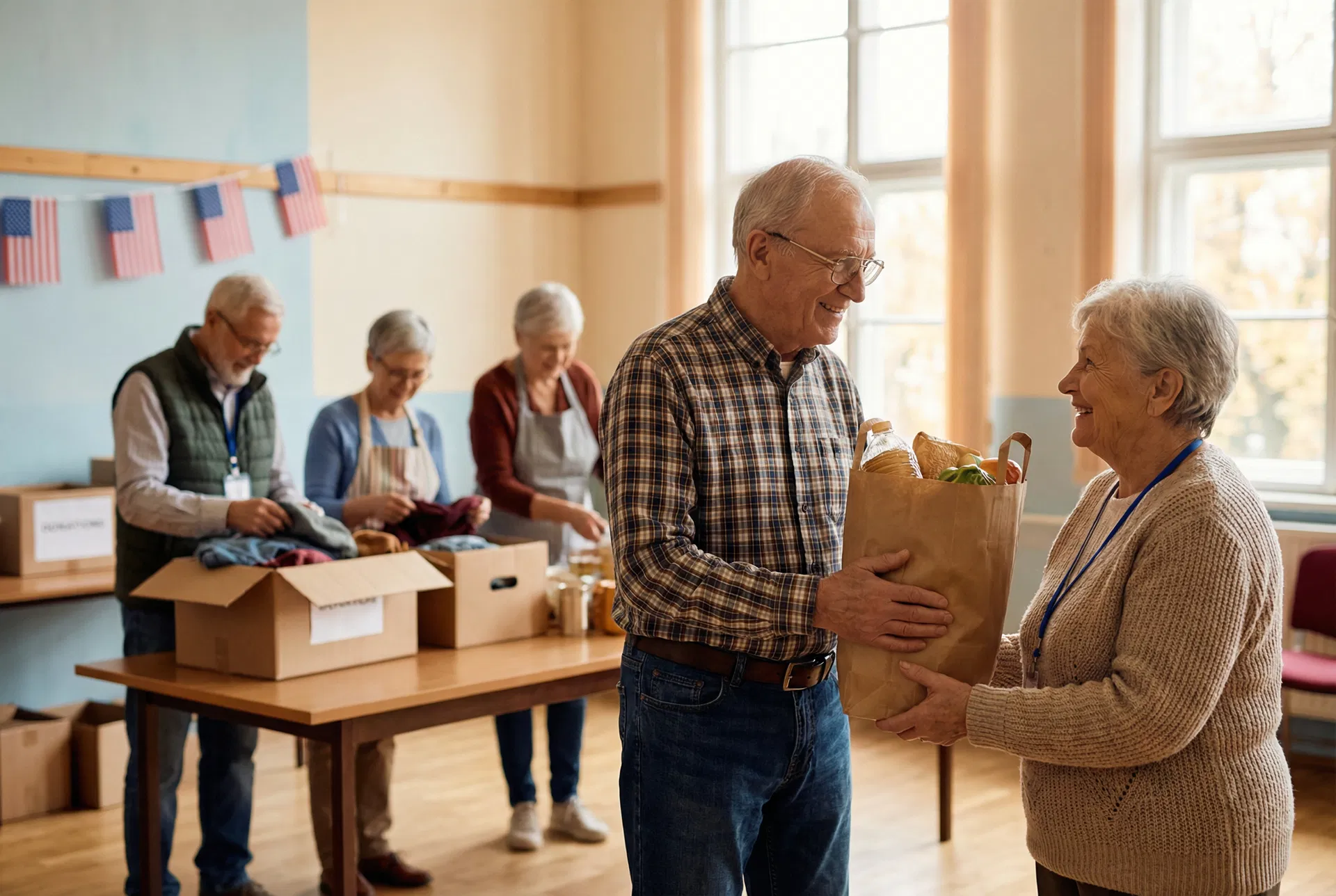 Community volunteers helping each other
