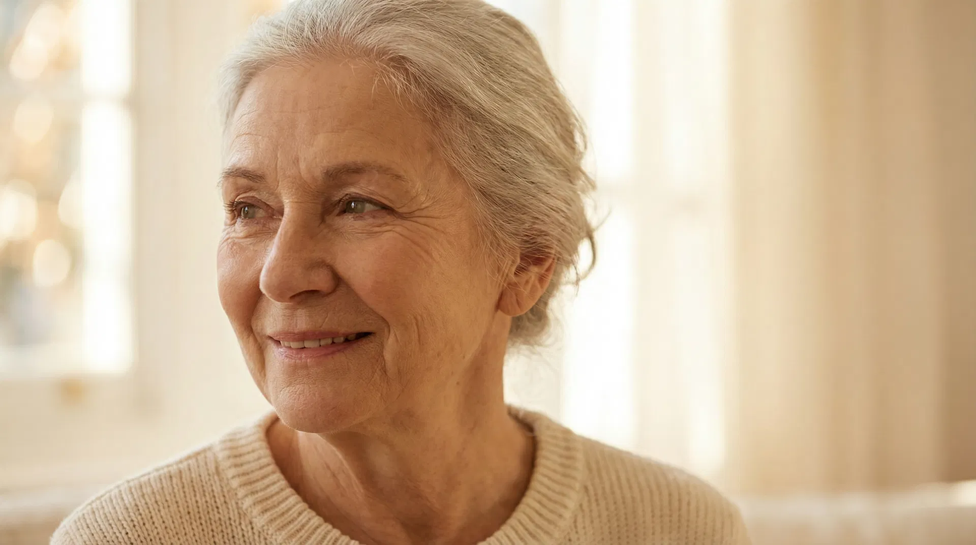 Elderly woman smiling warmly